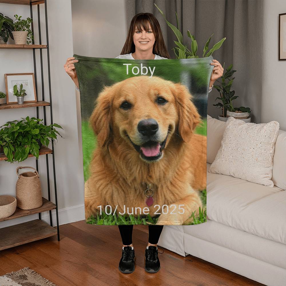 Personalized Pet Memorial Blanket for Dogs & Cats – Custom Pet Loss Gift